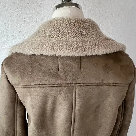 Zara Neutral Moto Jacket size XS Shearling - Picture 9 of 12